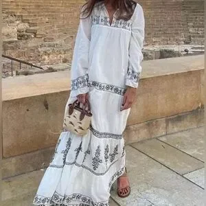 Zara | Dresses | White Embroidered Maxi Dress